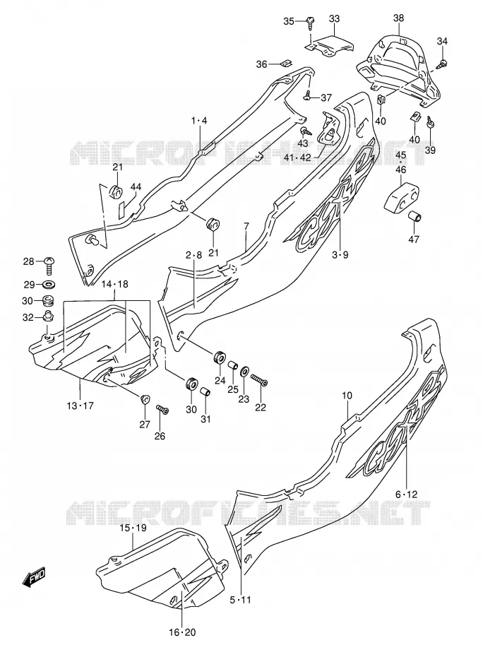 ACHTER KUIP  (MODELE R) Suzuki MOTO 1100 GSX-R 1993  GSX-R1100WP(E28)