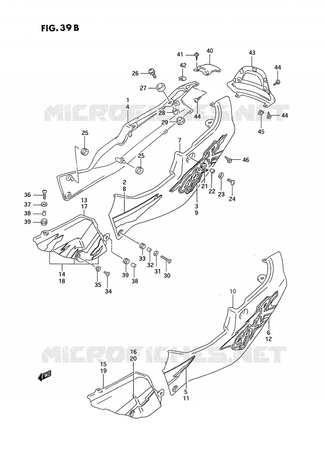 ACHTER KUIP  (MODELE R) Suzuki MOTO 750 GSX-R 1994  GSX-R750WR(E2)
