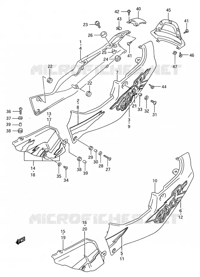 ACHTER KUIP  (MODELE R) Suzuki MOTO 750 GSX-R 1995  GSX-R750WS(E28)