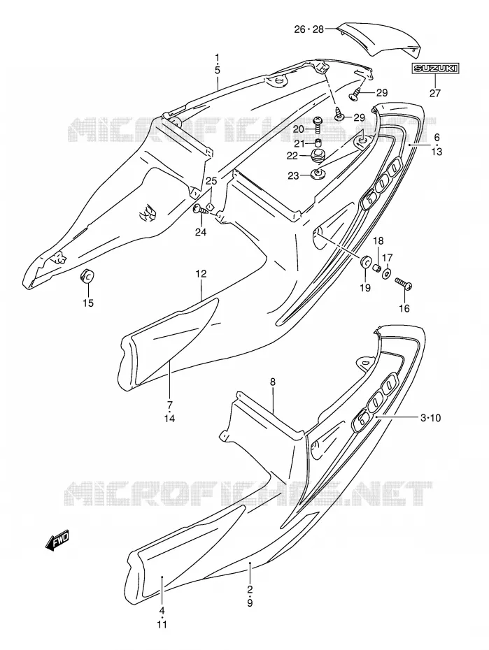 ACHTER KUIP  (MODELE Y FOR L99,BP9,CE2) Suzuki MOTO 600 GSX-R 2000  GSX-R600Y(E2)