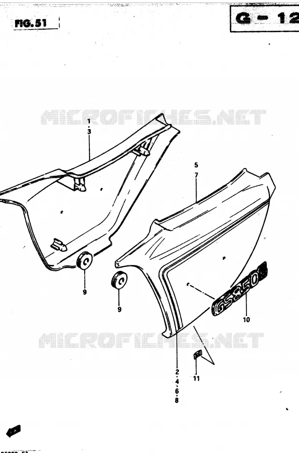 ACHTER KUIP  (MODELE Z) Suzuki MOTO 850 GS 1982  GS850GZ(E1)