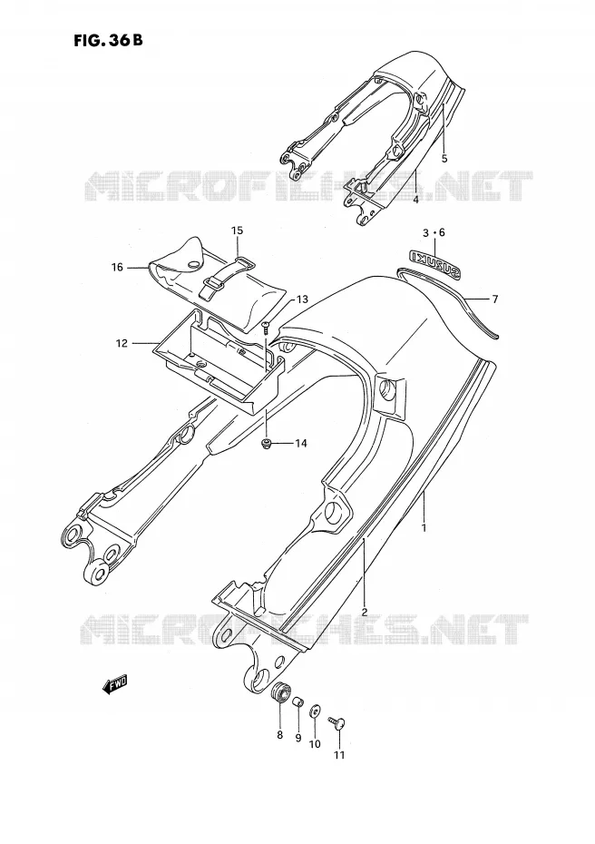 ACHTER KUIP - SEAT COWL (MODELE L) Suzuki MOTO 1100 GSX-F 1989  GSX1100FK(E2)