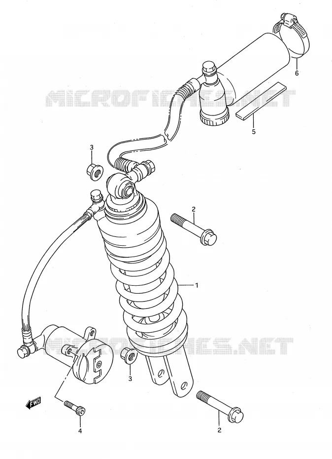 ACHTER SCHOKDEMPER (MODELE K/L/M/N/P) Suzuki MOTO 1100 GSX-F 1988  GSX1100FJ(E28)