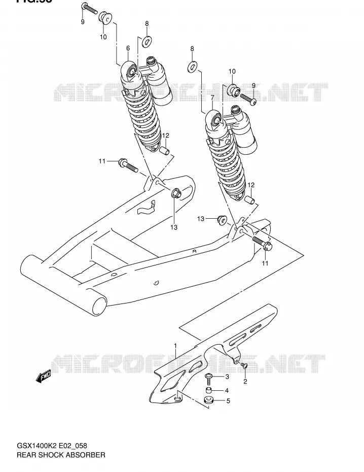 ACHTER SCHOKDEMPER (MODELE K2/K3) Suzuki MOTO 1400 GSX 2002  GSX1400U1K2(E2)