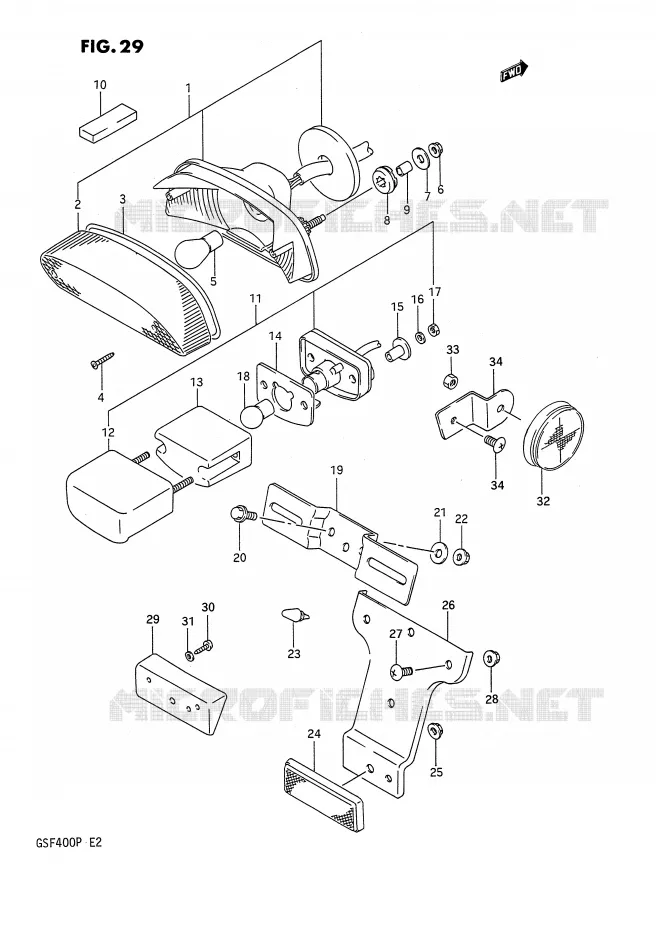 ACHTERLICHT Suzuki MOTO 400 BANDIT 1993  GSF400P(E2)