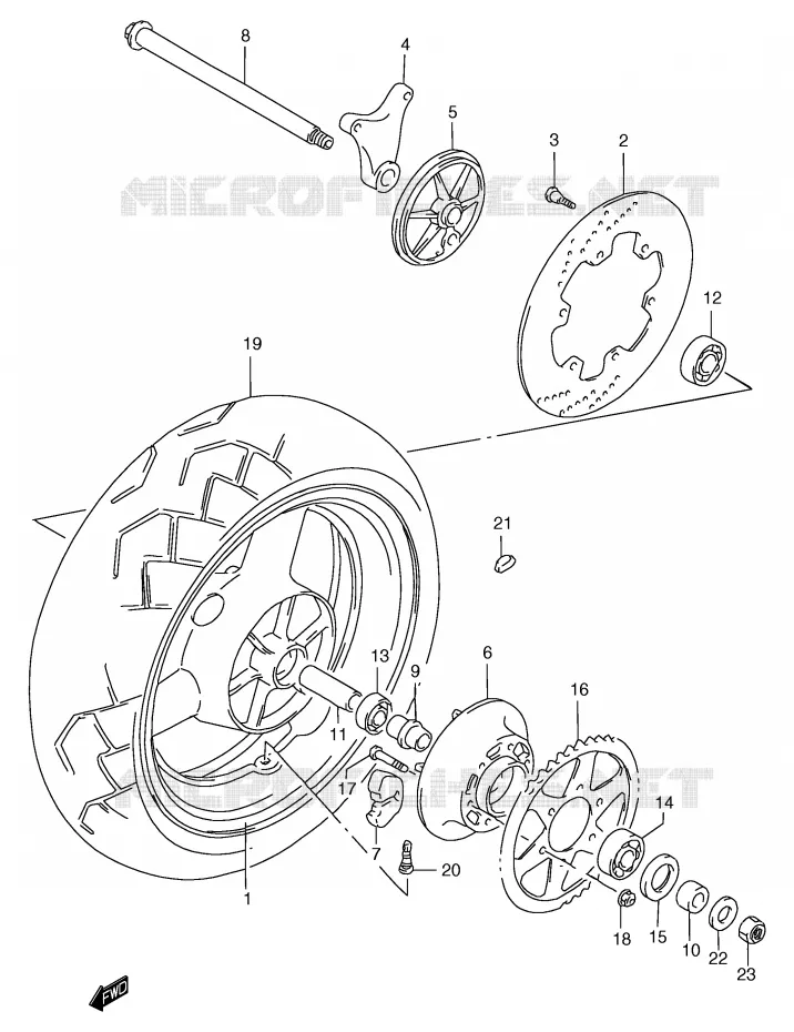 ACHTERWIEL (GSF1200SAV/SAW/SAX/SAY) Suzuki MOTO 1200 BANDIT 2000  GSF1200SY(E2)