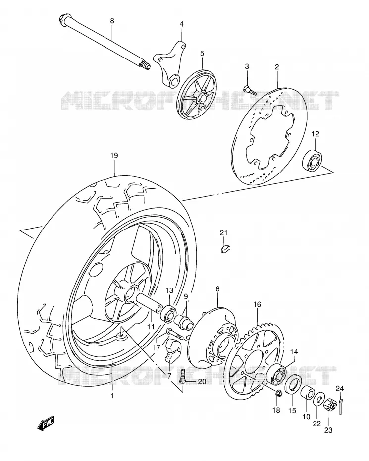 ACHTERWIEL (GSF1200SAV) Suzuki MOTO 1200 BANDIT 1998  GSF1200SW(E28)