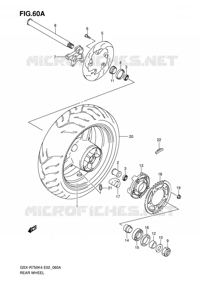 ACHTERWIEL (GSX-R750XK5/U2XK5) Suzuki MOTO 750 GSX-R 2004  GSX-R750K4(E2)