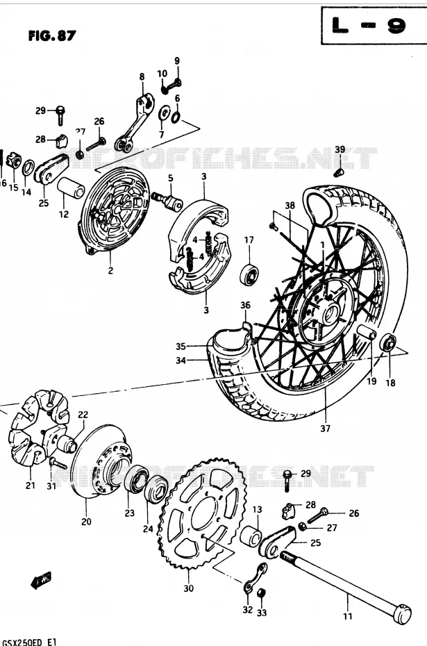 ACHTERWIEL (GSX250Z/D E24, GSX250SZ E24) Suzuki MOTO 250 GSX 1982  GSX250Z(Z/D)