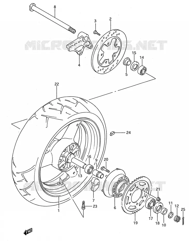 ACHTERWIEL (MODELE R/S) Suzuki MOTO 750 GSX-R 1993  GSX-R750WP(E28)