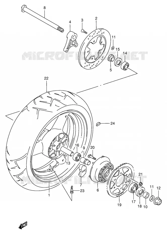 ACHTERWIEL (MODELE S/T/V/W) Suzuki MOTO 1100 GSX-R 1994  GSX-R1100WR(E2)