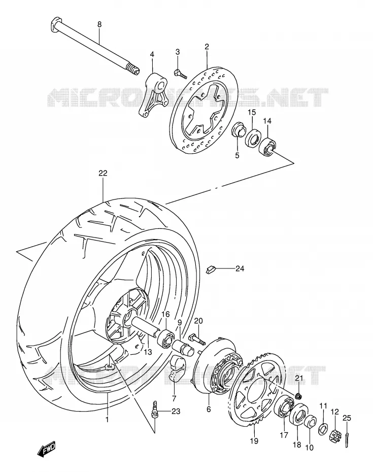 ACHTERWIEL (MODELE S/T/V/W) Suzuki MOTO 1100 GSX-R 1994  GSX-R1100WR(E28)