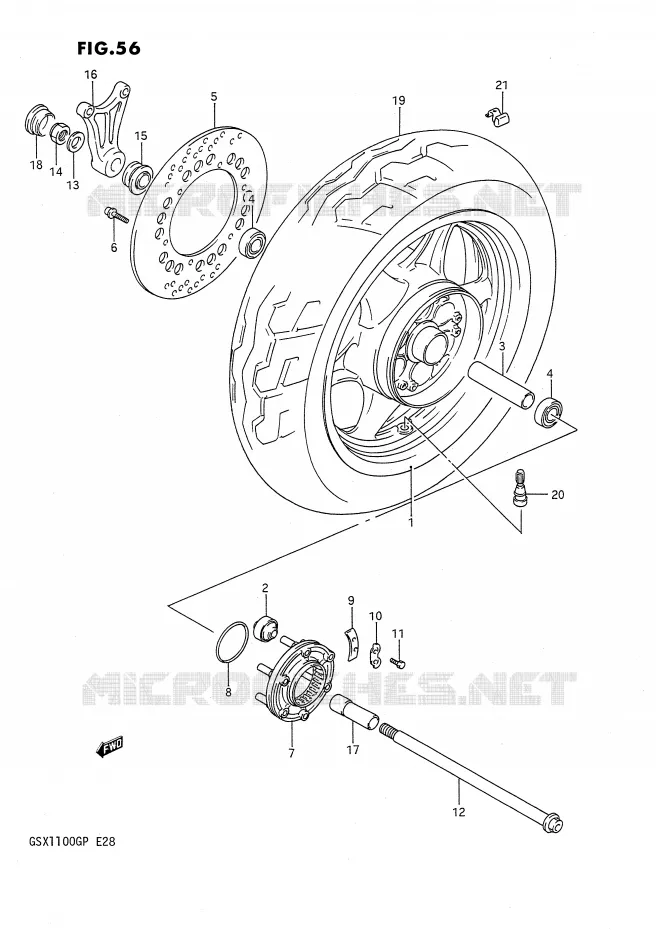 ACHTERWIEL Suzuki MOTO 1100 GSX-G 1992  GSX1100GN(E28)