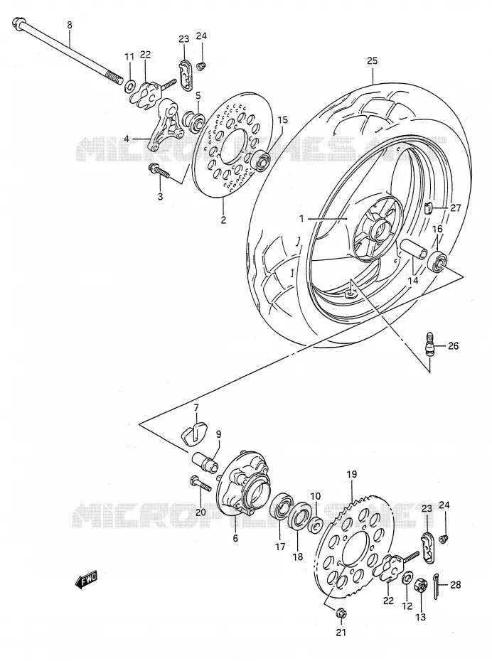 ACHTERWIEL Suzuki MOTO 400 BANDIT-N 1993  GSF400P(E28)