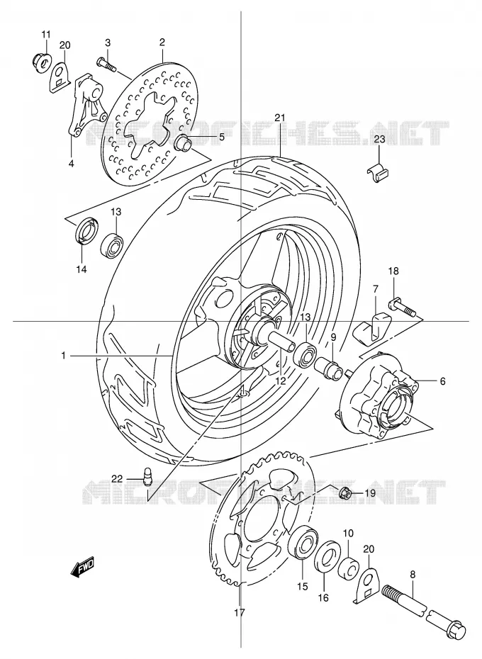 ACHTERWIEL Suzuki MOTO 600 BANDIT 2004  GSF600ZK4(E2)