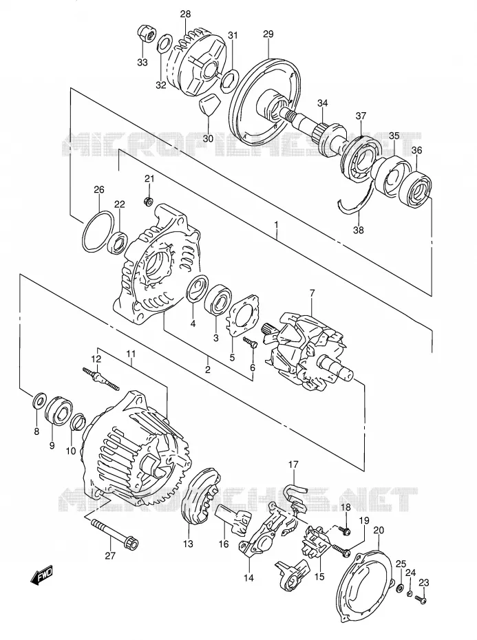 ALTERNATOR (MODELE S/T/V/W) Suzuki MOTO 1100 GSX-R 1994  GSX-R1100WR(E28)