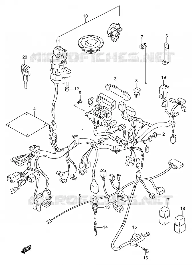 BEDRADING (GSF1200SAV/SAW/SAX/SAY) Suzuki MOTO 1200 BANDIT 1998  GSF1200W(E2)