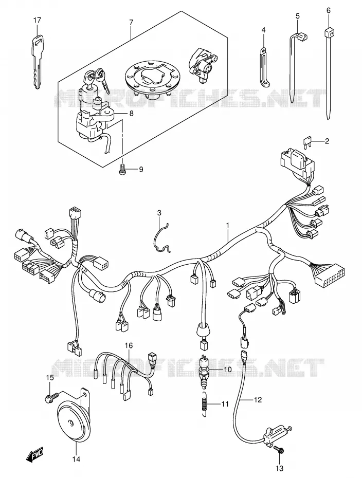 BEDRADING (GSF600K3/K4/UK3/UK4/ZK4) Suzuki MOTO 600 BANDIT 2002  GSF600K2(E2)