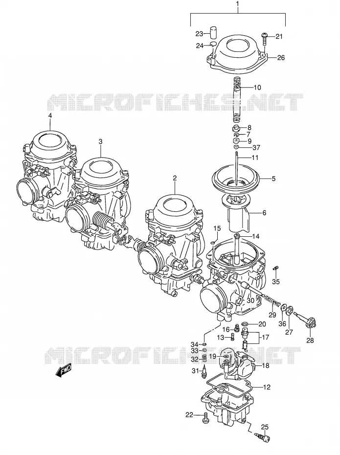 CARBURATOR (MODELE V/W) Suzuki MOTO 1100 GSX-R 1998  GSX-R1100WW(E28)