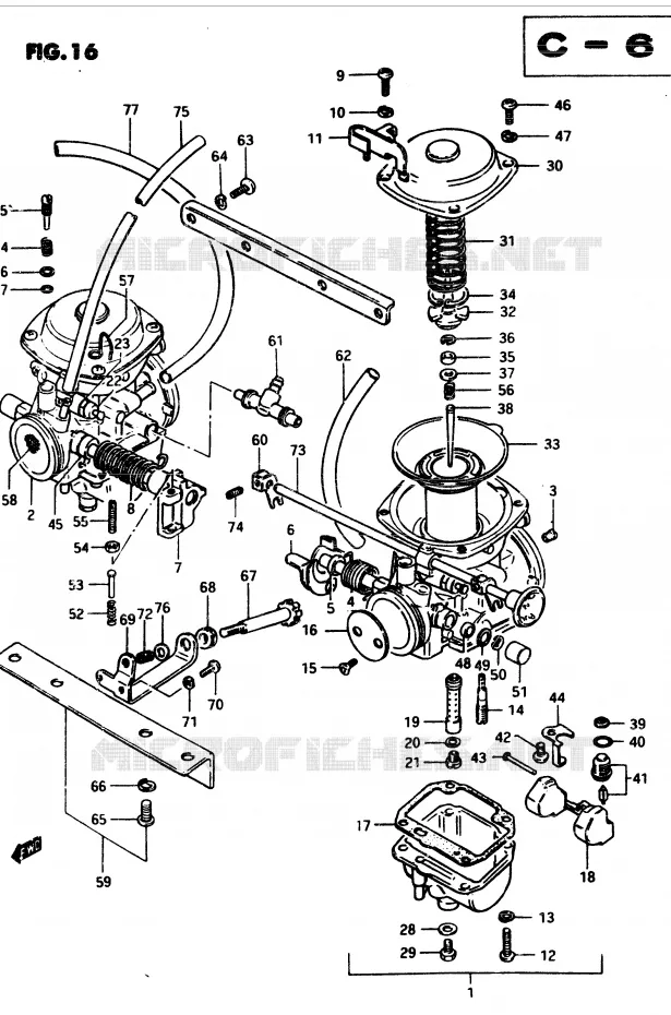 CARBURATOR (MODELE Z) Suzuki MOTO 250 GSX 1982  GSX250EZ(Z/D)