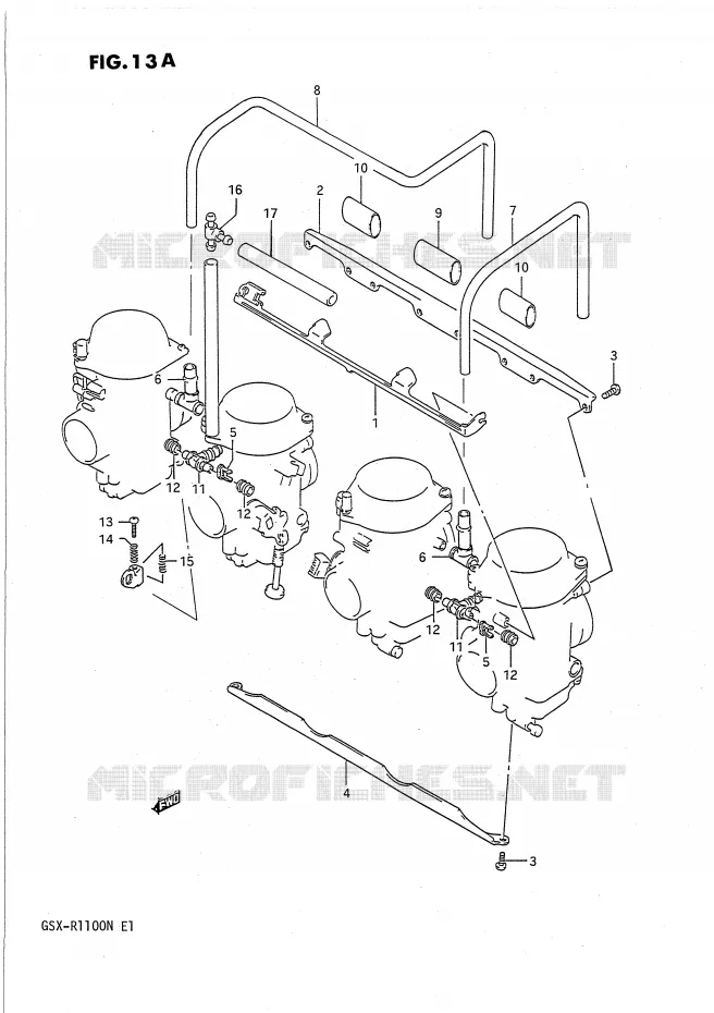 CARBURETOR AANSLUITINGEN (E18,E39) Suzuki MOTO 1100 GSX-R 1991  GSX-R1100M(E1)