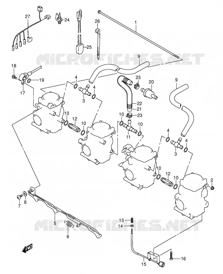CARBURETOR AANSLUITINGEN (MODELE K3/K4) Suzuki MOTO 600 BANDIT 2001  GSF600UK1(E2)
