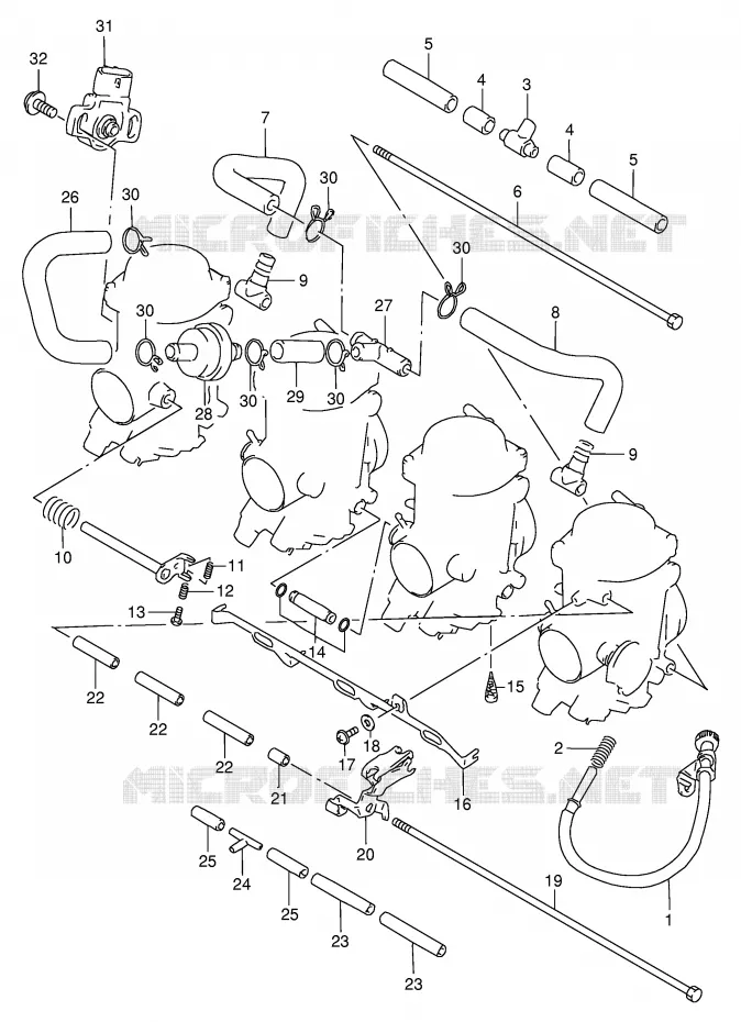 CARBURETOR AANSLUITINGEN (MODELE T/V) Suzuki MOTO 750 GSX-R 1998  GSX-R750W(E2)