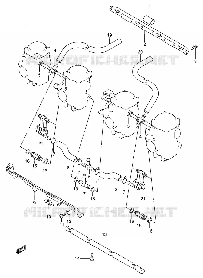 CARBURETOR AANSLUITINGEN (MODELE T/V/W/X) Suzuki MOTO 600 BANDIT 1996  GSF600UT(E2)