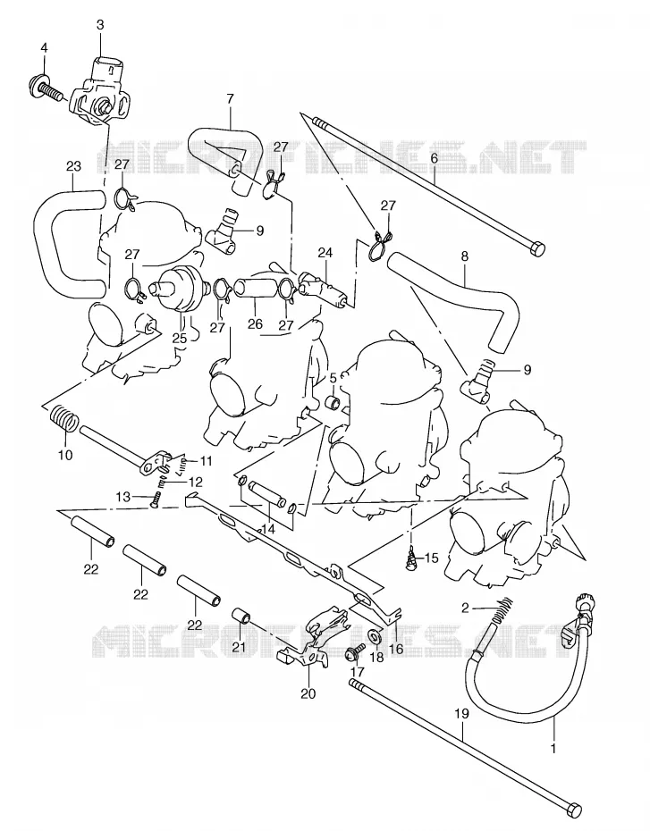 CARBURETOR AANSLUITINGEN (MODELE V) Suzuki MOTO 600 GSX-R 1997  GSX-R600V(E2)