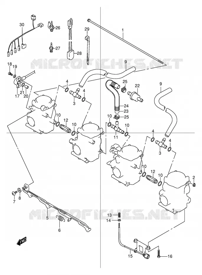 CARBURETOR AANSLUITINGEN (MODELE Y/K1/K2) Suzuki MOTO 600 BANDIT 2001  GSF600SUK1(E2)