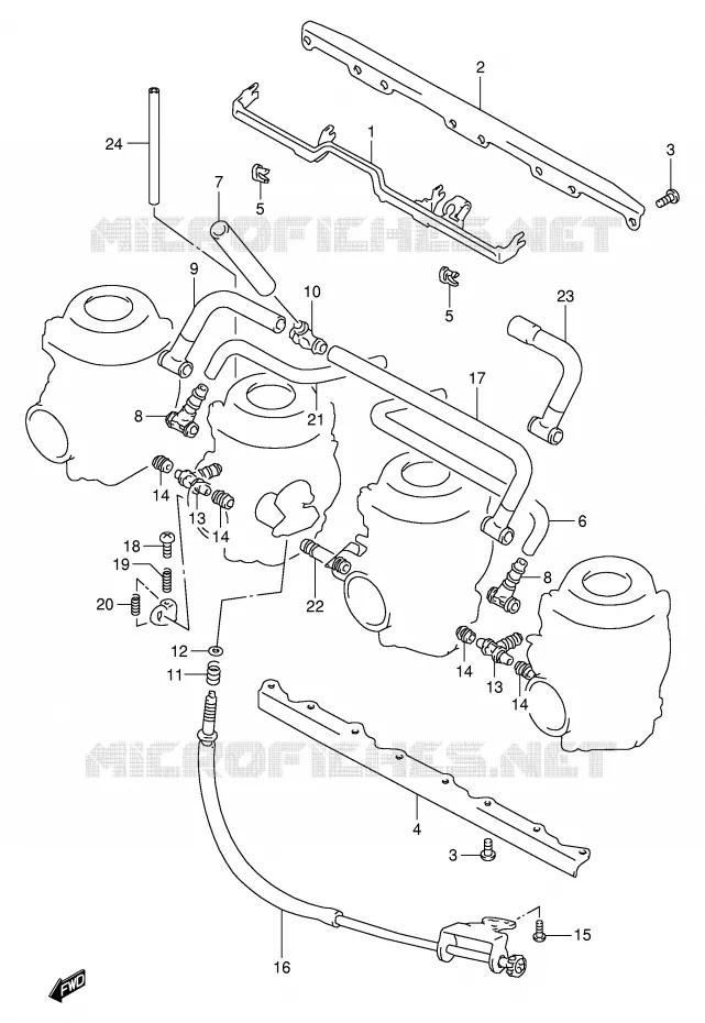 CARBURETOR AANSLUITINGEN Suzuki MOTO 1100 GSX-R 1996  GSX-R1100WT(E2)