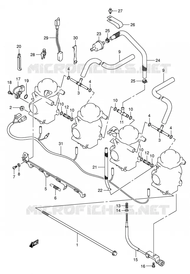 CARBURETOR AANSLUITINGEN Suzuki MOTO 650 BANDIT 2005  GSF650SUK5(E2)