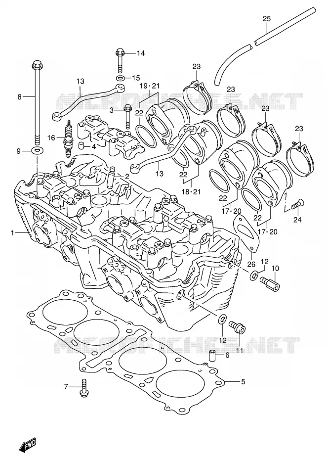 CILINDERKOP (MODELE P/R) Suzuki MOTO 1100 GSX-R 1996  GSX-R1100WSKT(E2)
