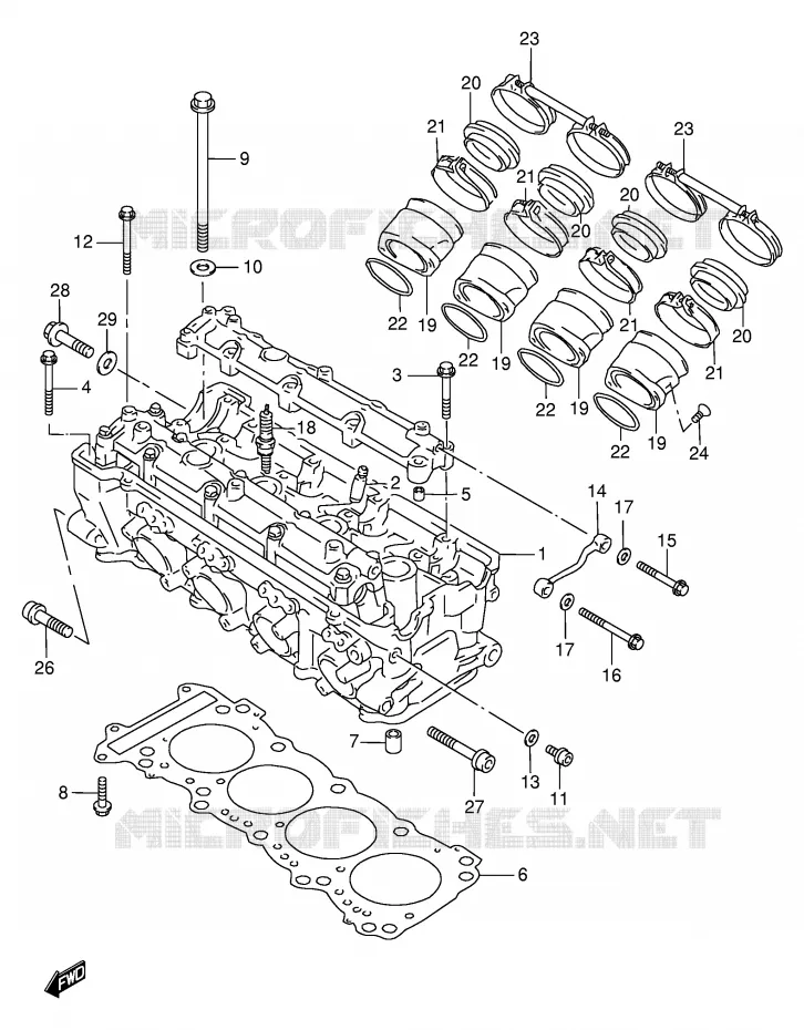 CILINDERKOP (MODELE W/X) Suzuki MOTO 750 GSX-R 1997  GSX-R750V(E2)