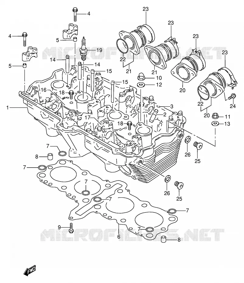 CILINDERKOP Suzuki MOTO 600 BANDIT 1999  GSF600X/GSF600SX/GSF600UX/GSF600SUX