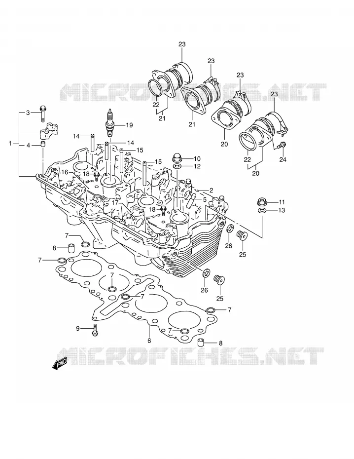 CILINDERKOP Suzuki MOTO 600 BANDIT 2001  GSF600SK1(E2)