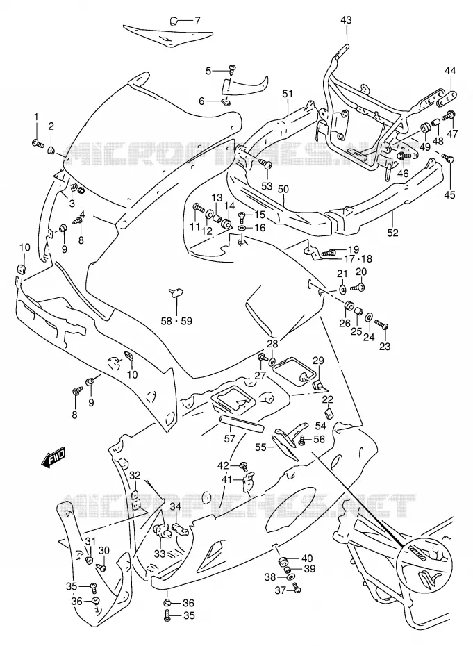 FAIRING INSTALLATIEDELEN Suzuki MOTO 250 GSX 1997  GSX250FV(E24)
