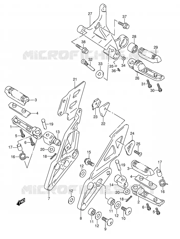 FOOTREST (MODELE P/R) Suzuki MOTO 1100 GSX-R 1995  GSX-R1100WSKS(E28)