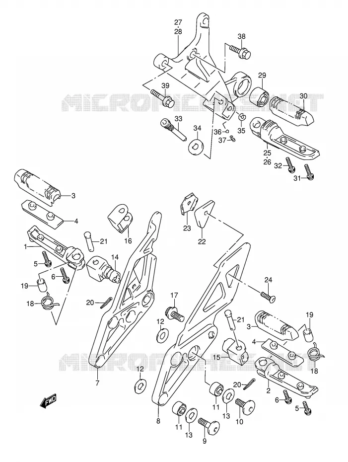 FOOTREST (MODELE S/T/V/W) Suzuki MOTO 1100 GSX-R 1996  GSX-R1100WSKT(E28)