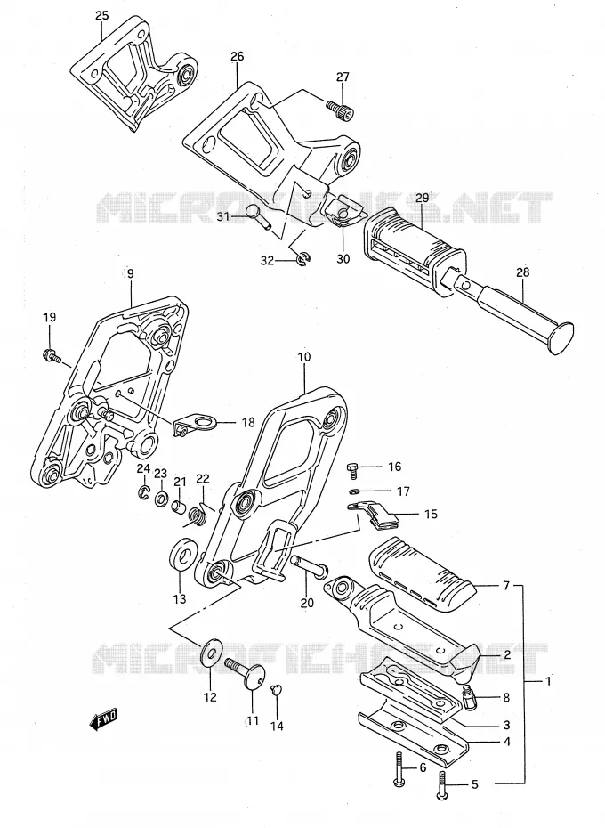 FOOTREST Suzuki MOTO 1100 GSX-F 1990  GSX1100FL(E28)