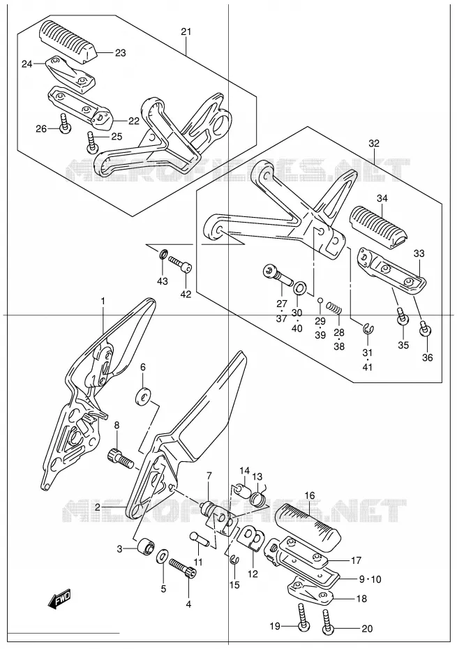FOOTREST Suzuki MOTO 1200 BANDIT 2002  GSF1200K2(E2)