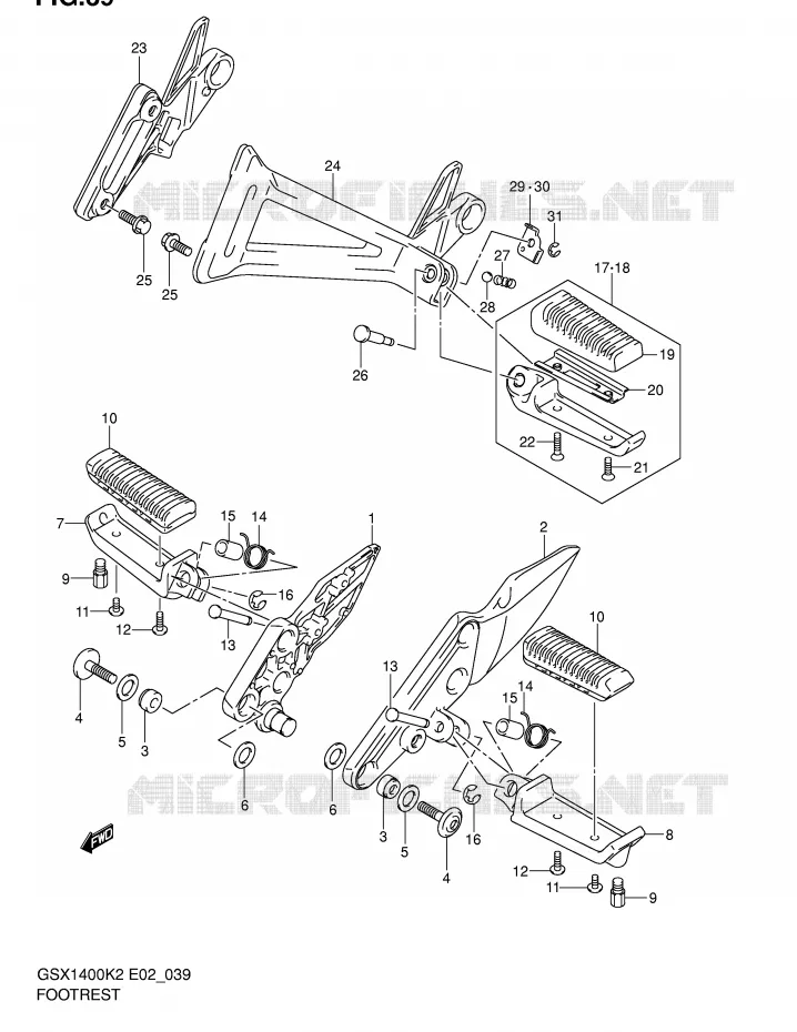 FOOTREST Suzuki MOTO 1400 GSX 2003  GSX1400U1K3(E2)