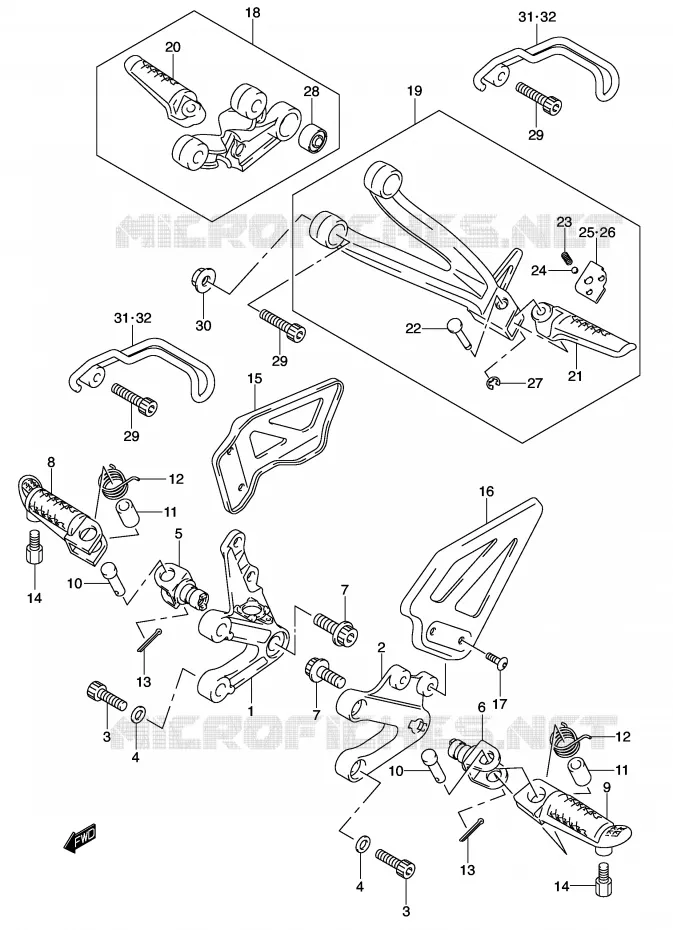 FOOTREST Suzuki MOTO 600 GSX-R 2003  GSX-R600UZK3(E2)