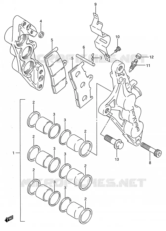 FRONT CALIPER (MODELE R) Suzuki MOTO 750 GSX-R 1993  GSX-R750WP(E28)