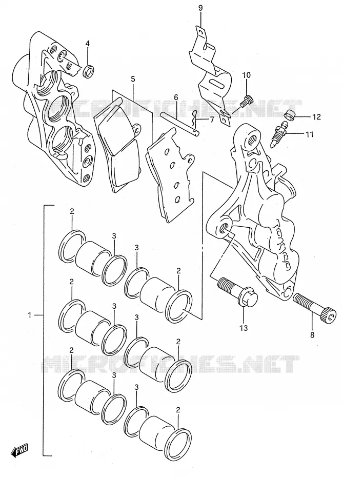 FRONT CALIPER (MODELE S) Suzuki MOTO 750 GSX-R 1993  GSX-R750WP(E28)
