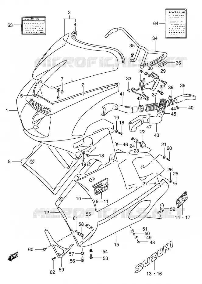 FRONT KUIP (MODELE L 0UL) Suzuki MOTO 400 GSX-R 1992  GSX-R400RN(E30)