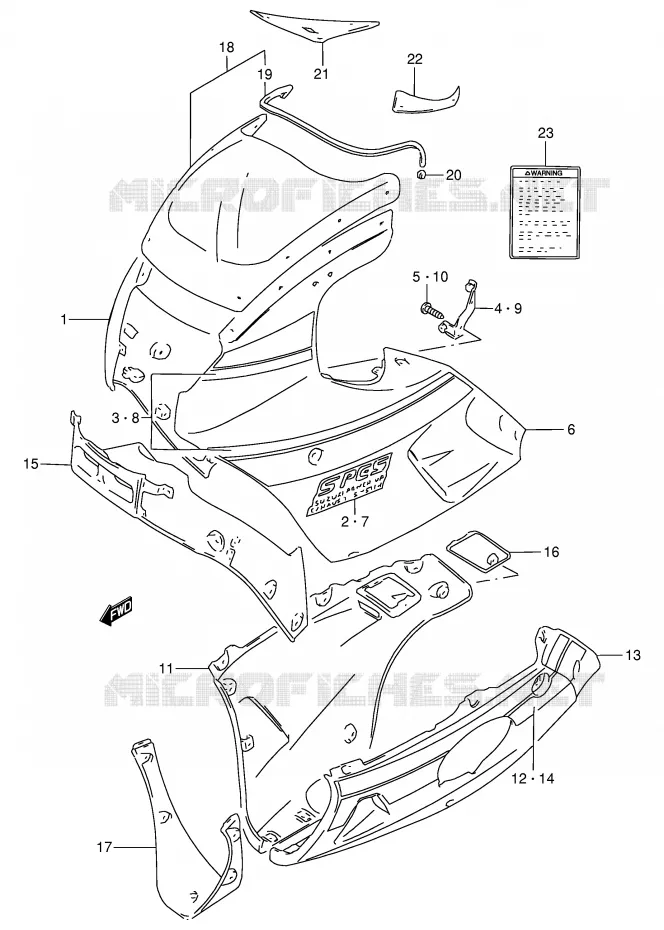 FRONT KUIP (MODELE M 0JW) Suzuki MOTO 250 GSX 1993  GSX250FP(E24)