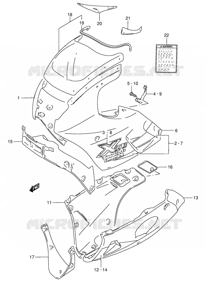 FRONT KUIP (MODELE R/T) Suzuki MOTO 250 GSX 1994  GSX250FR(E24)
