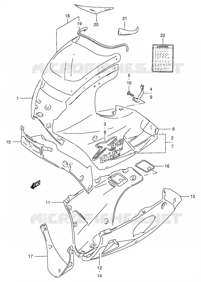 FRONT KUIP (MODELE V) Suzuki MOTO 250 GSX 1994  GSX250FR(E24)