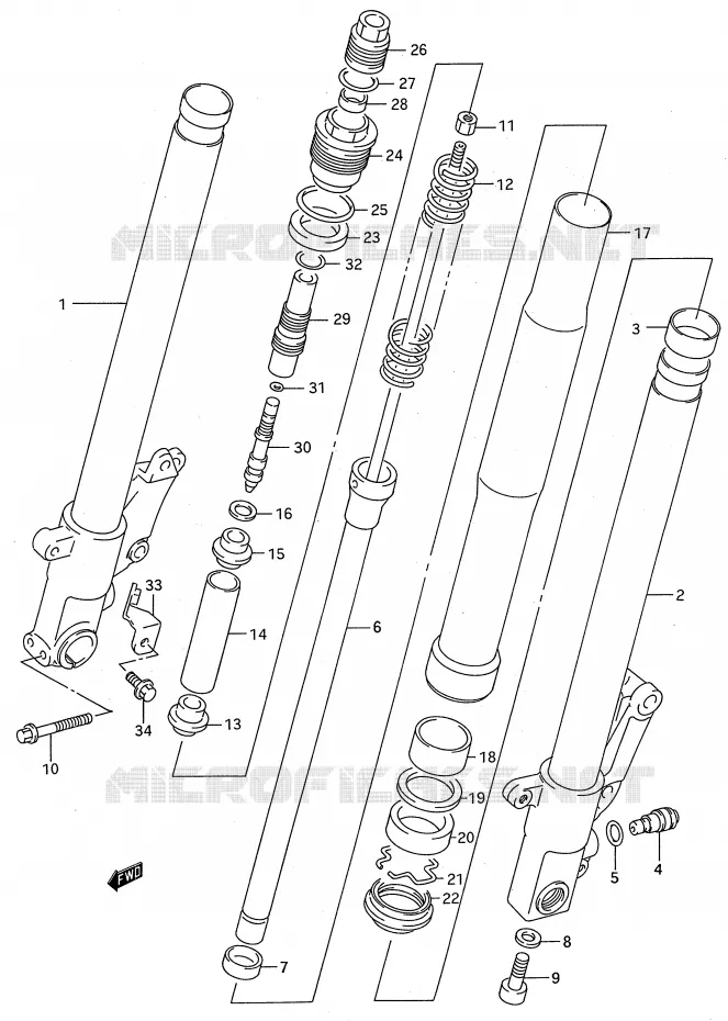FRONT SCHOKDEMPER (MODELE R/S) Suzuki MOTO 750 GSX-R 1993  GSX-R750WP(E28)